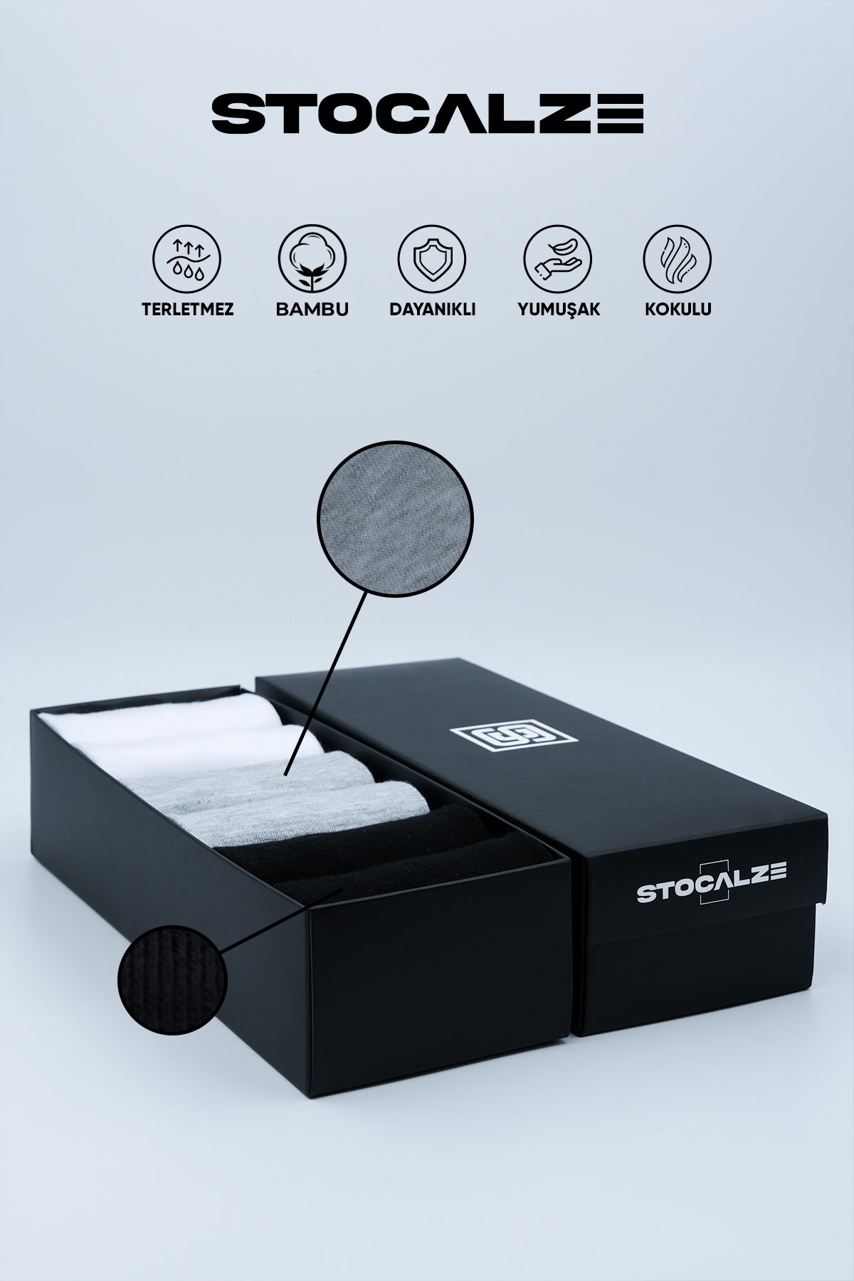 Bambu Erkek Dikişsiz Patik Çorap (Siyah, Gri, Beyaz)