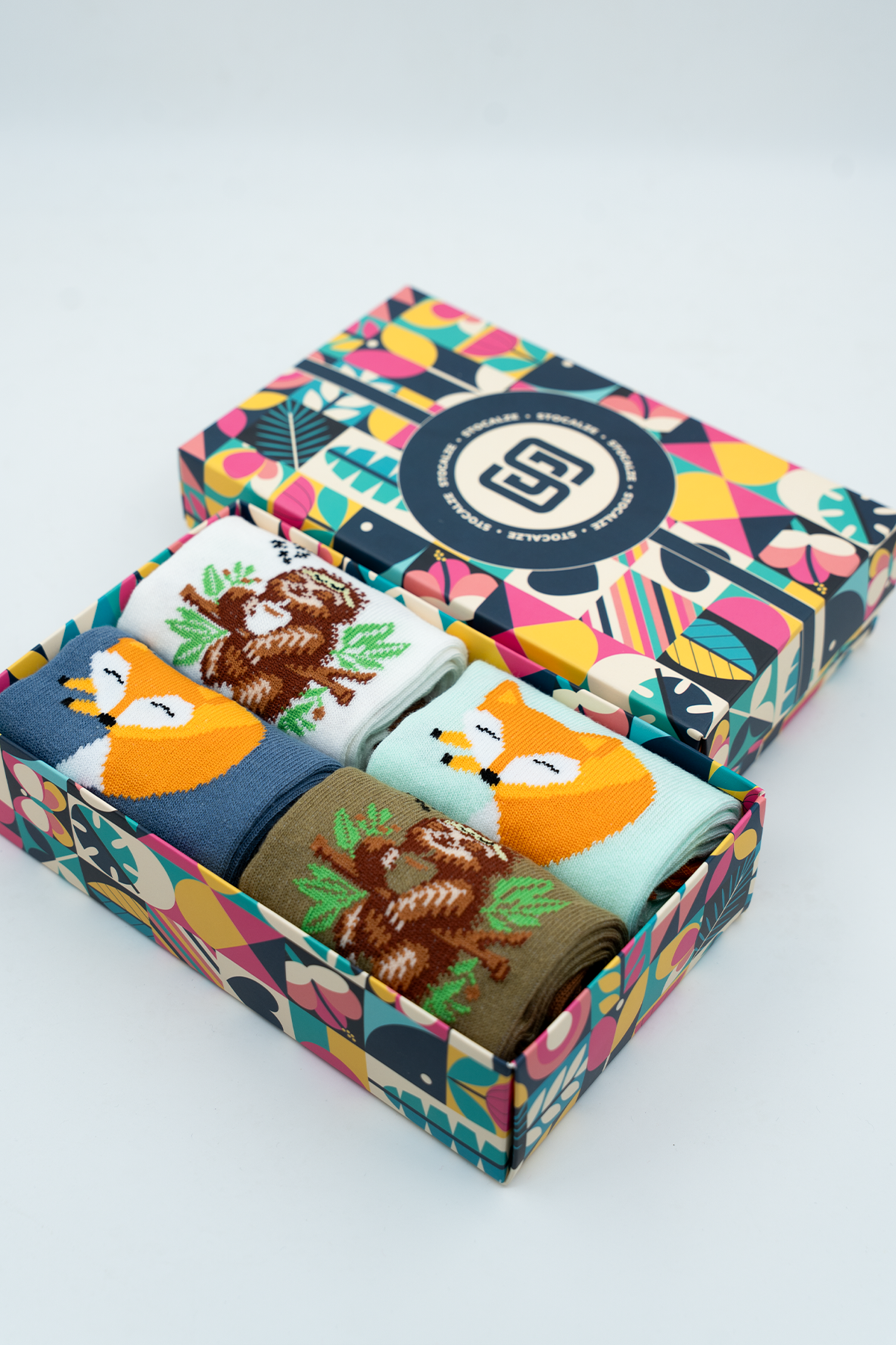 Unisex Pamuklu Tilki Koala Özel Desenli 4 Farklı Renkli Esnek Terletmez Rahat Soket Çorap